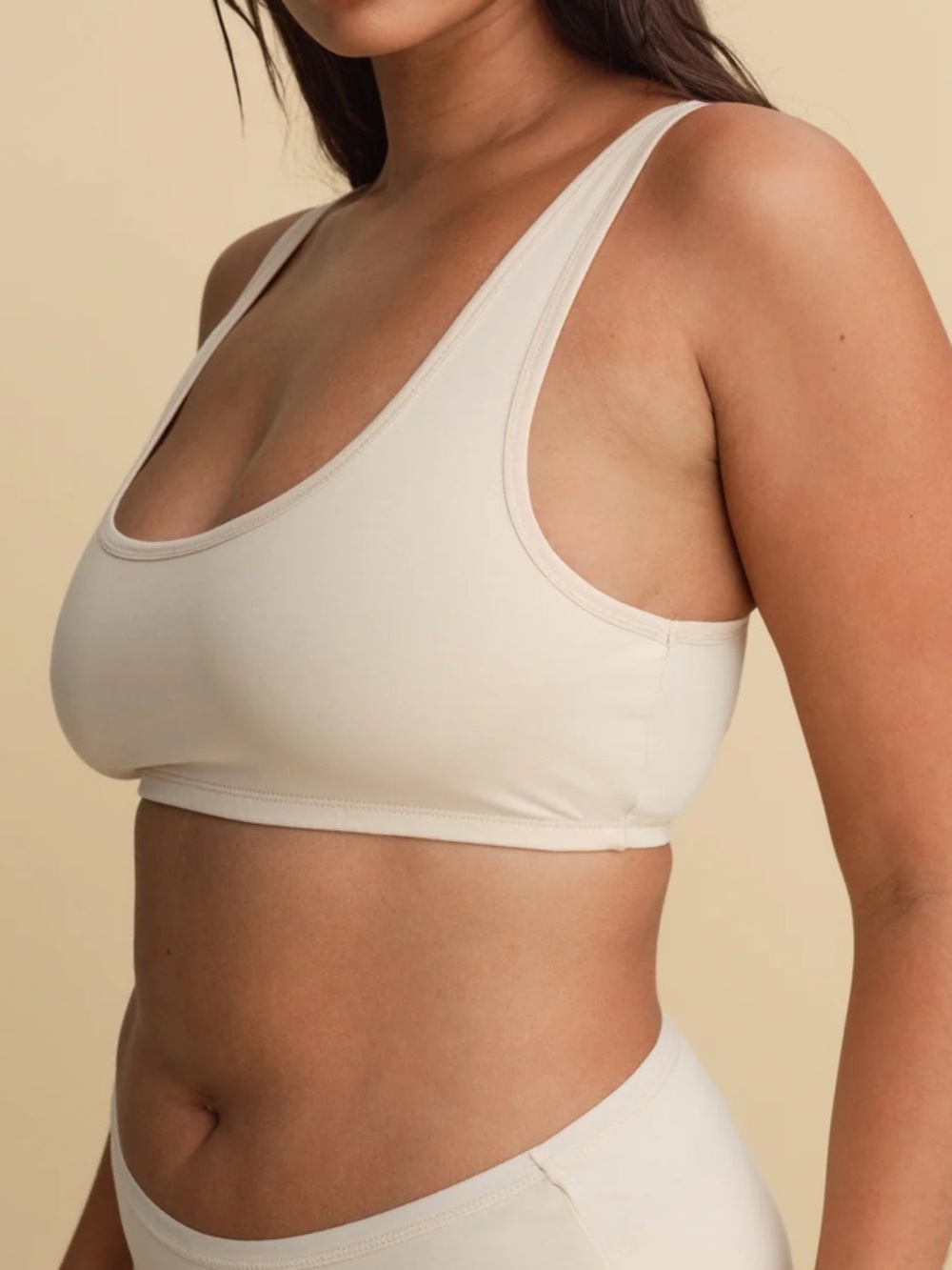 MATE the Label Organic Comfort Scoop Bralette NWT S Sand